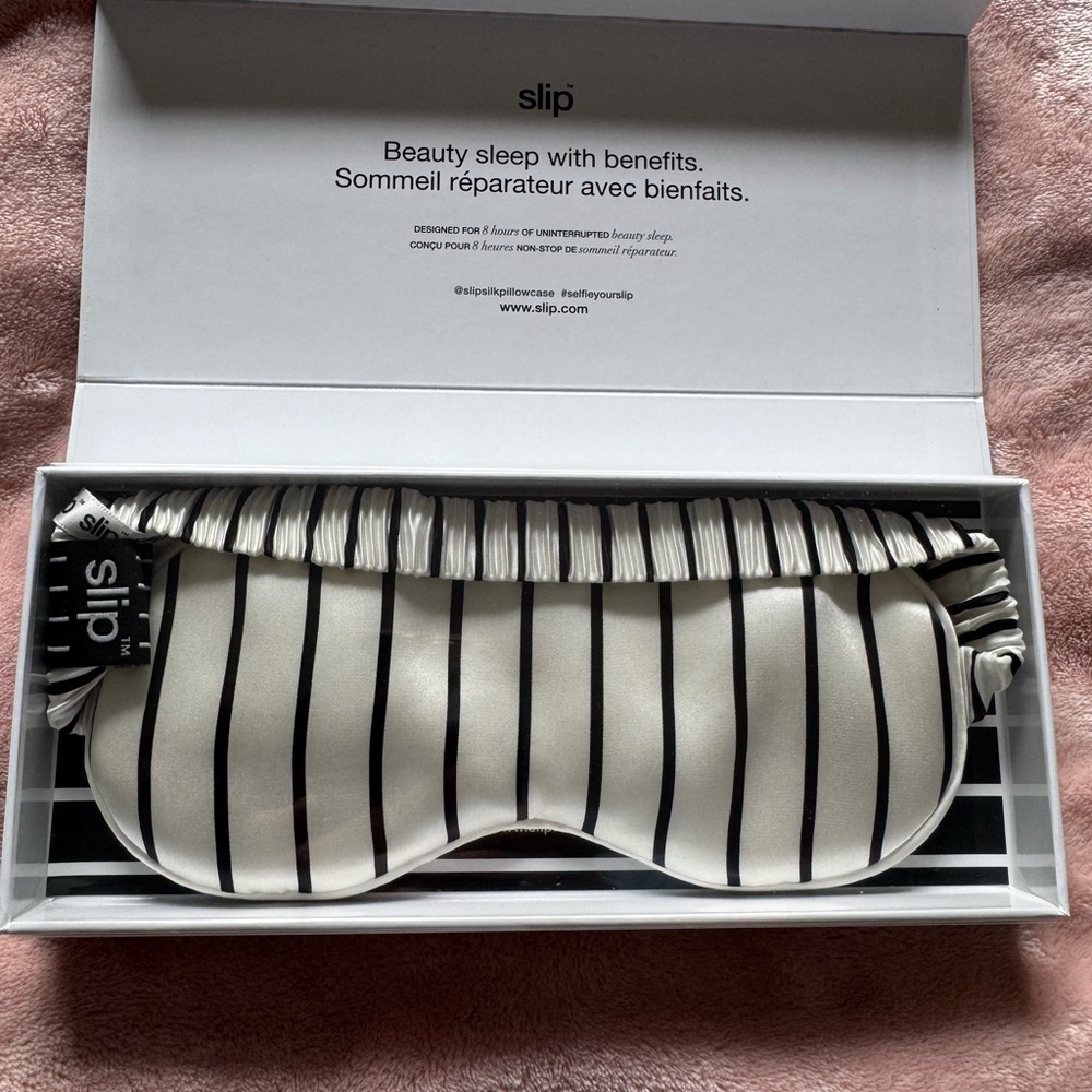 Slip Black and White Striped Sleep Mask